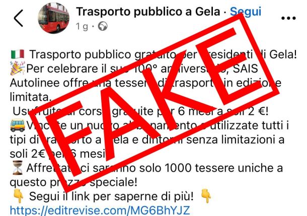 “Vinci il trasporto pubblico a Gela” ma è una truffa online, diverse segnalazioni inoltrate alla Sais